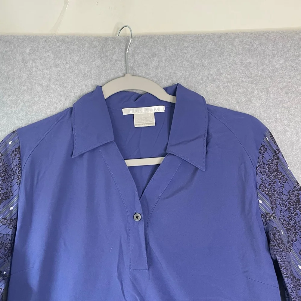 Nike Golf Dri Fit Long Sleeve Polo Top Women's Medium Indigo